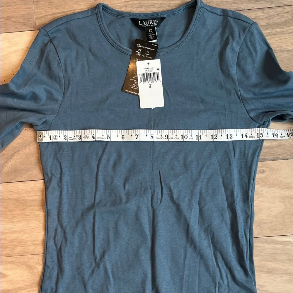 NWT Ralph Lauren Classic Long Sleeve Crew Neck Top in Dusty Blue Size S - Picture 5 of 9